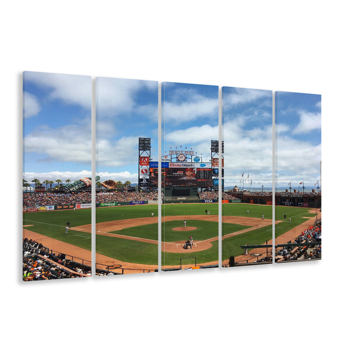 Oracle or att Park, Stadium Canvas, Sport Art, 5 Panel B, Extra Large Canvas, Canvas Print Wall Art