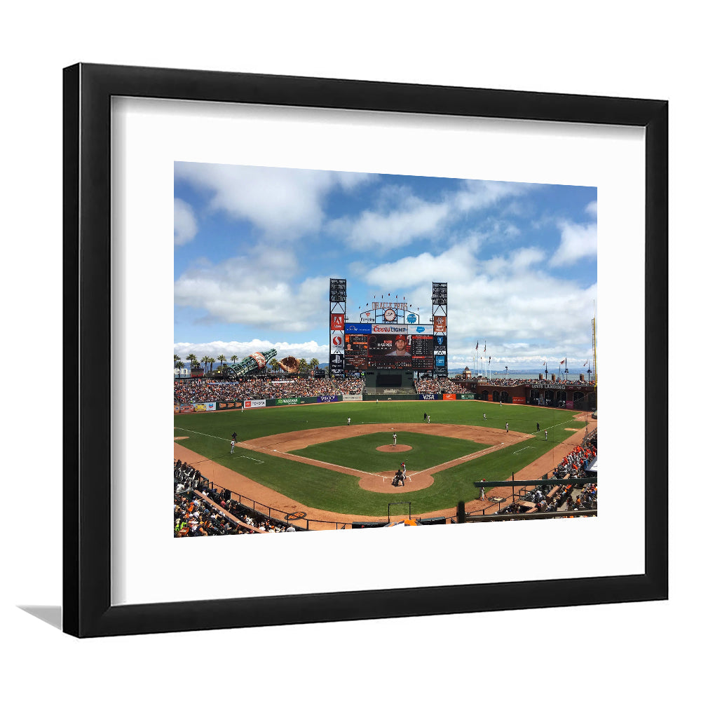 Oracle or att Park, Stadium Canvas, Sport Art, Gift for him, White Border Framed Art Print Wall Decor