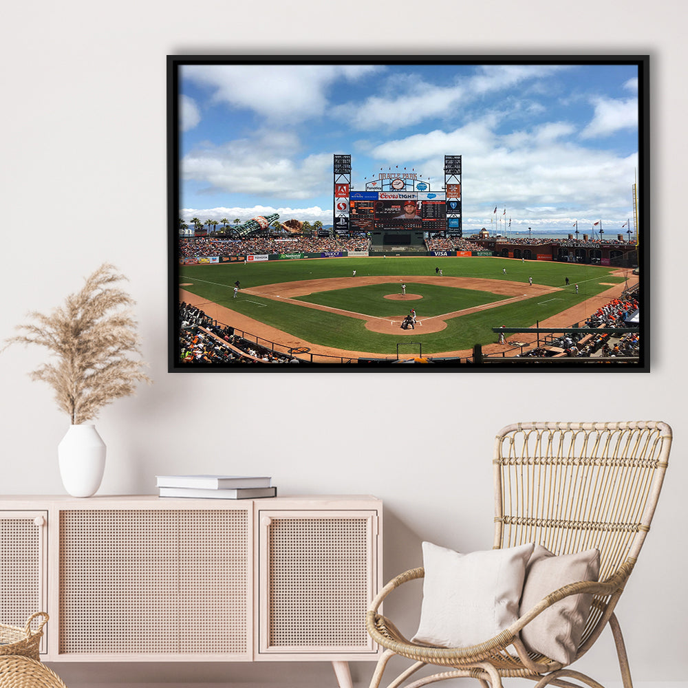 Oracle or att Park, Stadium Canvas, Sport Art, Framed Canvas Print Wall Art, Floating Frame