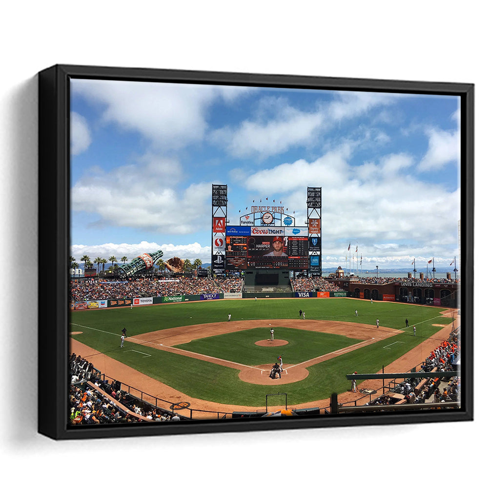 Oracle or att Park, Stadium Canvas, Sport Art, Framed Canvas Print Wall Art, Floating Frame
