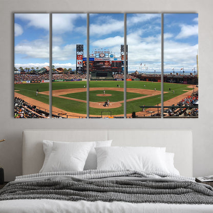 Oracle or att Park, Stadium Canvas, Sport Art, 5 Panel B, Extra Large Canvas, Canvas Print Wall Art