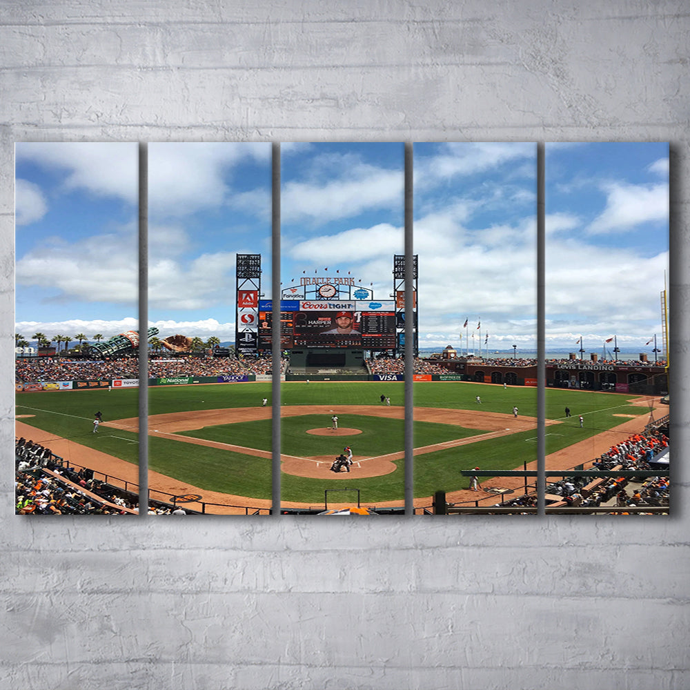 Oracle or att Park, Stadium Canvas, Sport Art, 5 Panel B, Extra Large Canvas, Canvas Print Wall Art