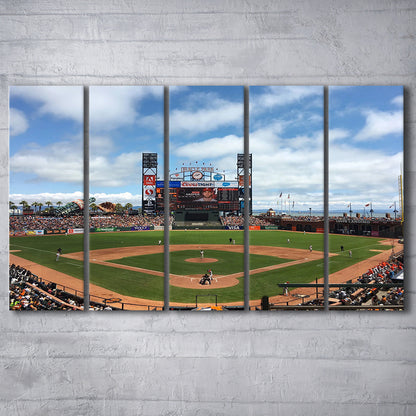 Oracle or att Park, Stadium Canvas, Sport Art, 5 Panel B, Extra Large Canvas, Canvas Print Wall Art