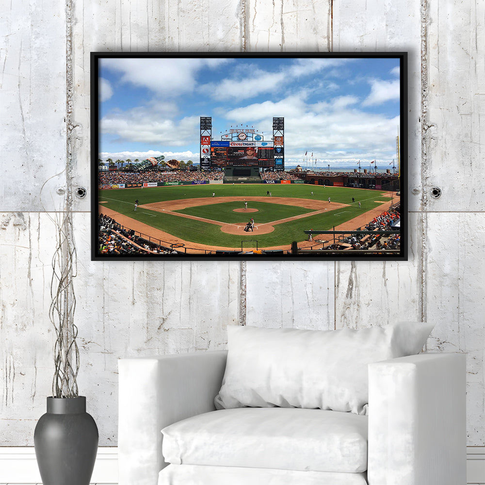 Oracle or att Park, Stadium Canvas, Sport Art, Framed Canvas Print Wall Art, Floating Frame