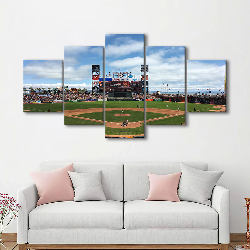 Oracle or att Park, Stadium Canvas, Sport Art, Gift for him, 5 Panel, Large Canvas, Canvas Print Wall Art