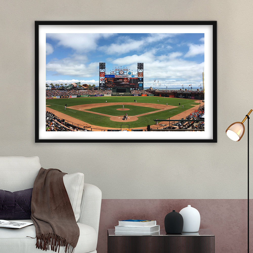 Oracle or att Park, Stadium Canvas, Sport Art, Gift for him, White Border Framed Art Print Wall Decor
