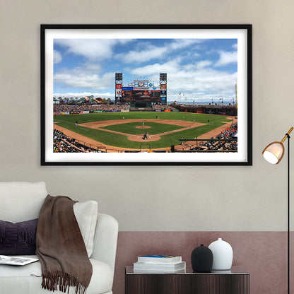 Oracle or att Park, Stadium Canvas, Sport Art, Gift for him, White Border Framed Art Print Wall Decor