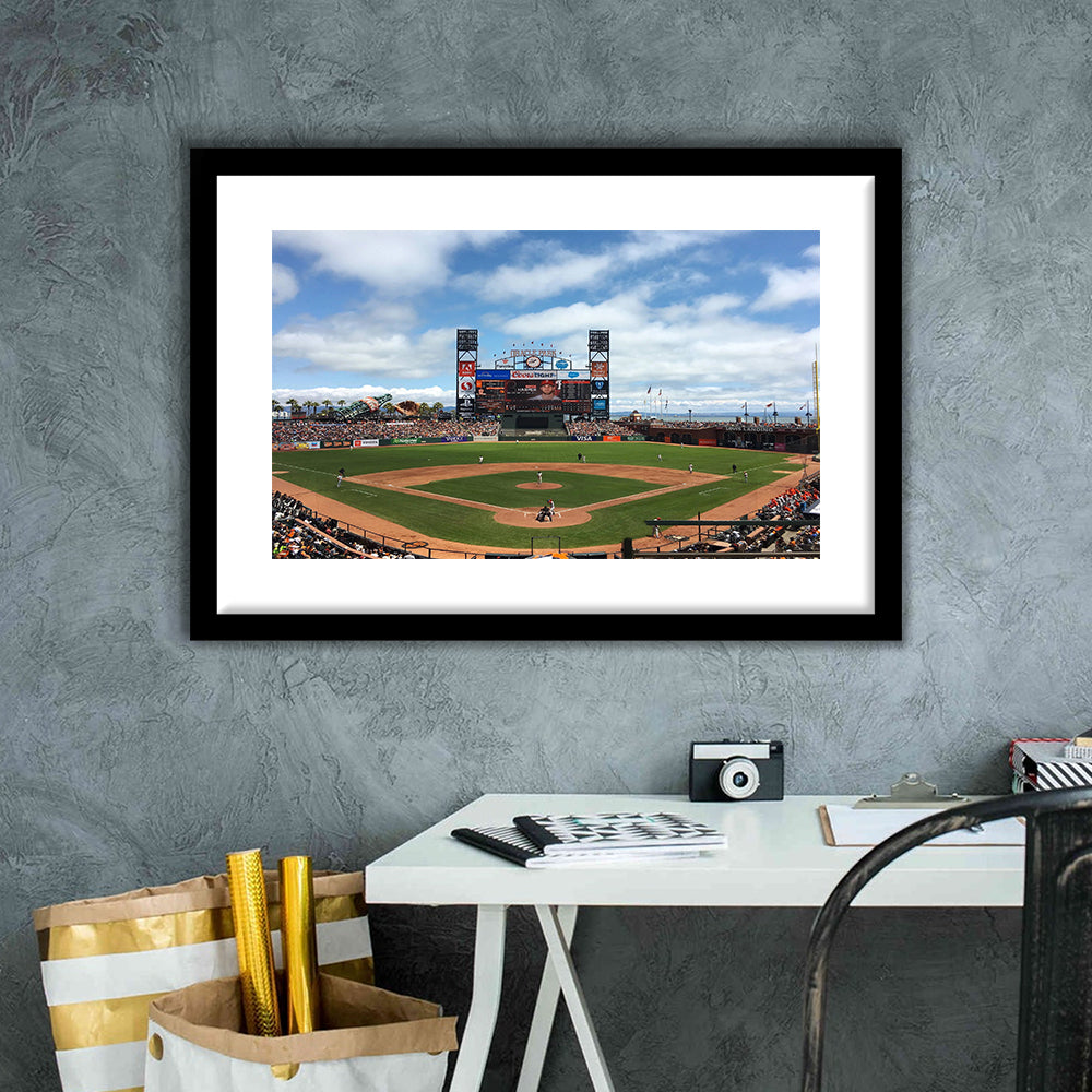 Oracle or att Park, Stadium Canvas, Sport Art, Gift for him, White Border Framed Art Print Wall Decor
