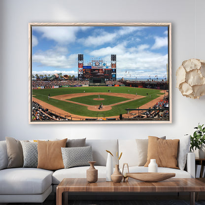 Oracle or att Park, Stadium Canvas, Sport Art, Framed Canvas Print Wall Art, Floating Frame