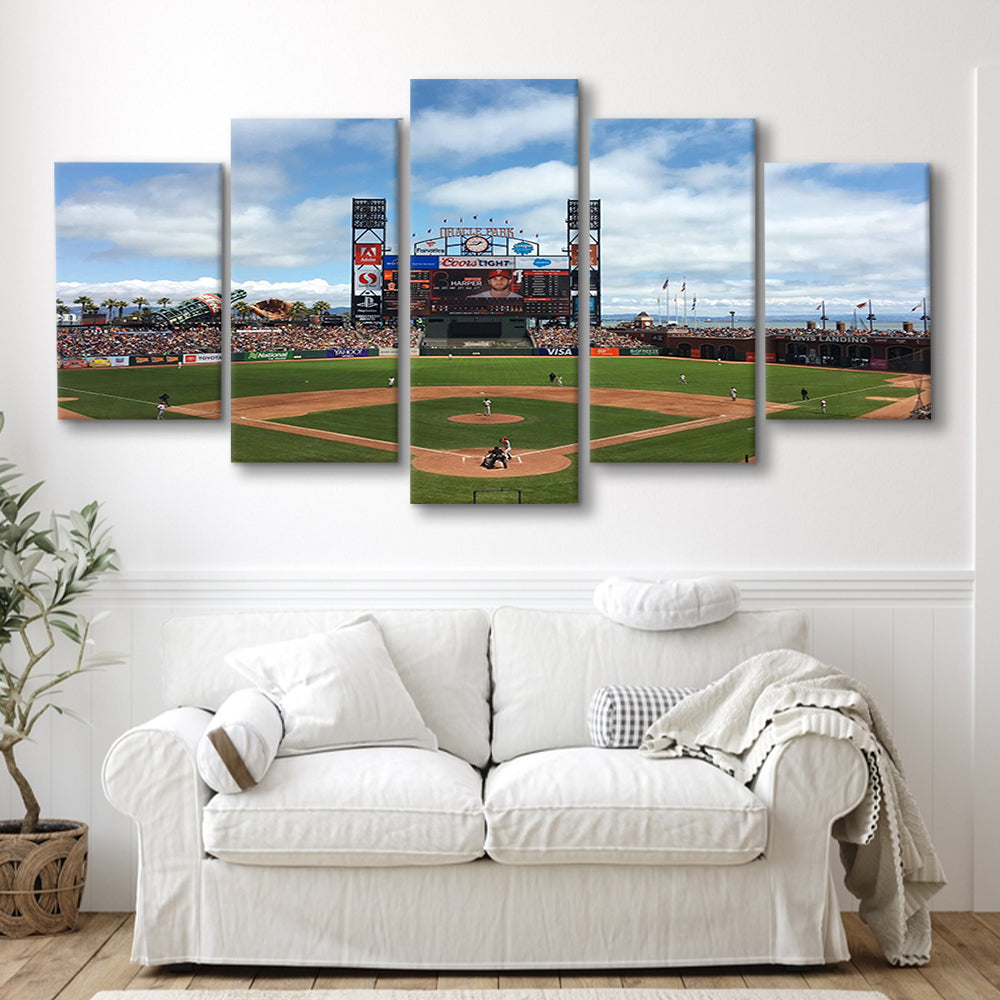 Oracle or att Park, Stadium Canvas, Sport Art, Gift for him, 5 Panel, Large Canvas, Canvas Print Wall Art