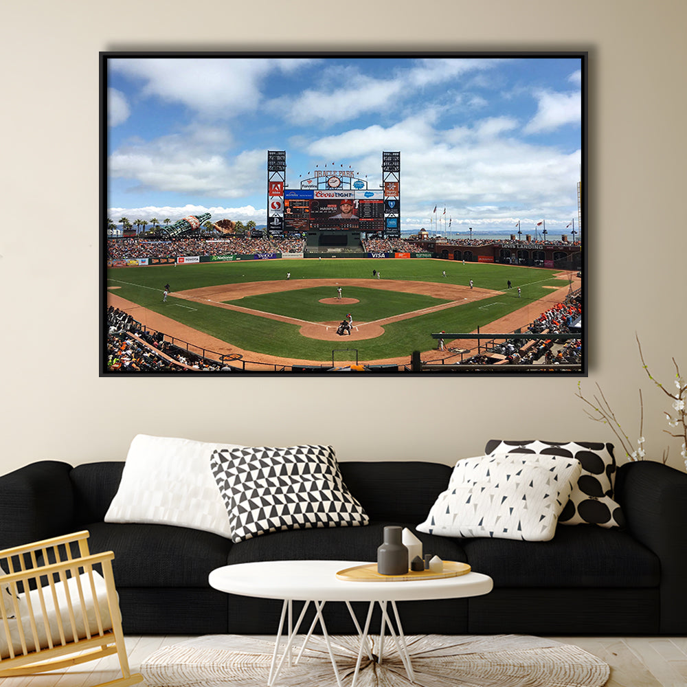Oracle or att Park, Stadium Canvas, Sport Art, Framed Canvas Print Wall Art, Floating Frame