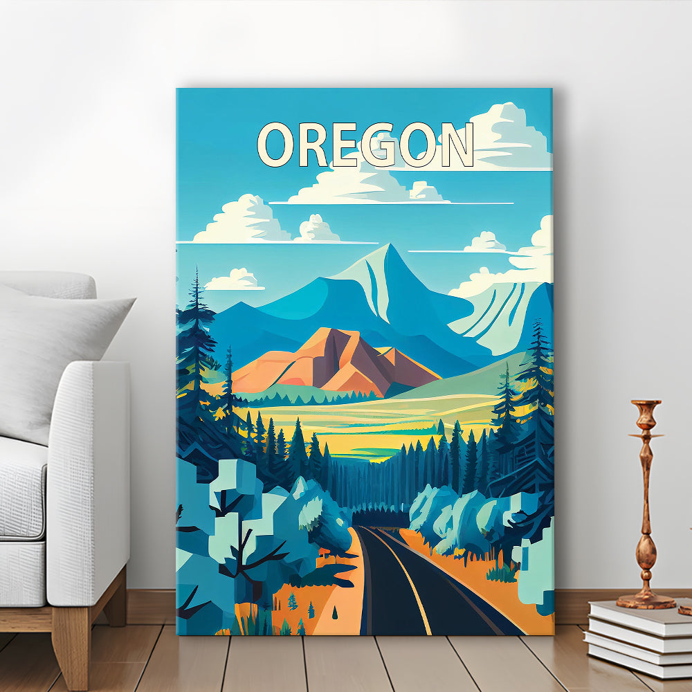 Oregon Retro Art Print, Oregon City Wall Art, Canvas Print, Painting Canvas, Living Room Decor