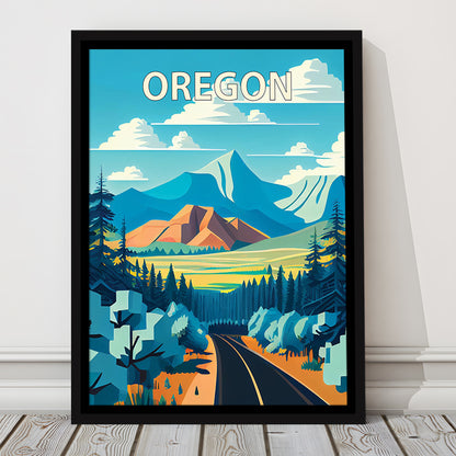 Oregon Retro Art Print, Oregon City Wall Art, Floating Framed Canvas Print, Framed Picture, Painting Canvas