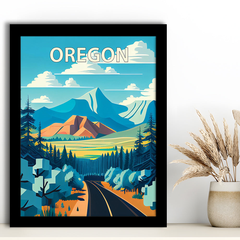 Oregon Retro Art Print, Oregon City Wall Art, Framed Art Print, Picture Framed, Painting Art