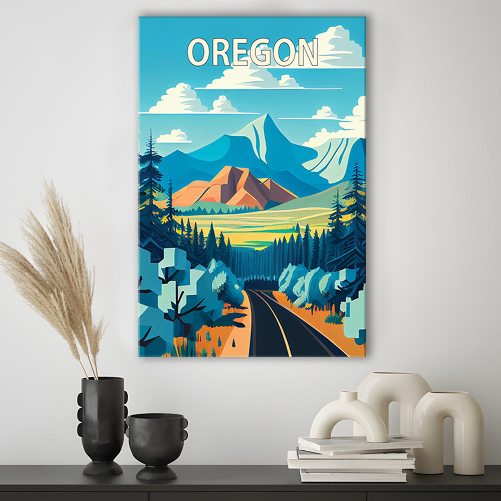 Oregon Retro Art Print, Oregon City Wall Art, Canvas Print, Painting Canvas, Living Room Decor