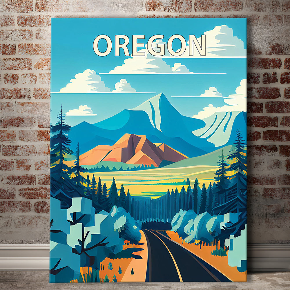 Oregon Retro Art Print, Oregon City Wall Art, Canvas Print, Painting Canvas, Living Room Decor