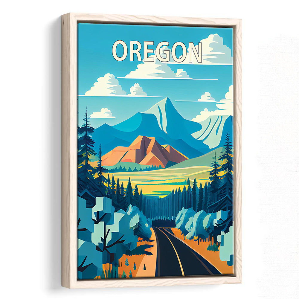 Oregon Retro Art Print, Oregon City Wall Art, Floating Framed Canvas Print, Framed Picture, Painting Canvas