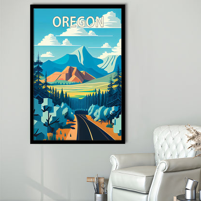 Oregon Retro Art Print, Oregon City Wall Art, Framed Art Print, Picture Framed, Painting Art