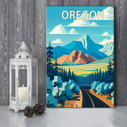 Oregon Retro Art Print, Oregon City Wall Art, Canvas Print, Painting Canvas, Living Room Decor
