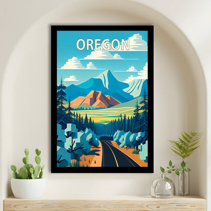 Oregon Retro Art Print, Oregon City Wall Art, Framed Art Print, Picture Framed, Painting Art