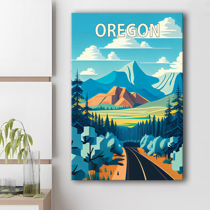 Oregon Retro Art Print, Oregon City Wall Art, Canvas Print, Painting Canvas, Living Room Decor
