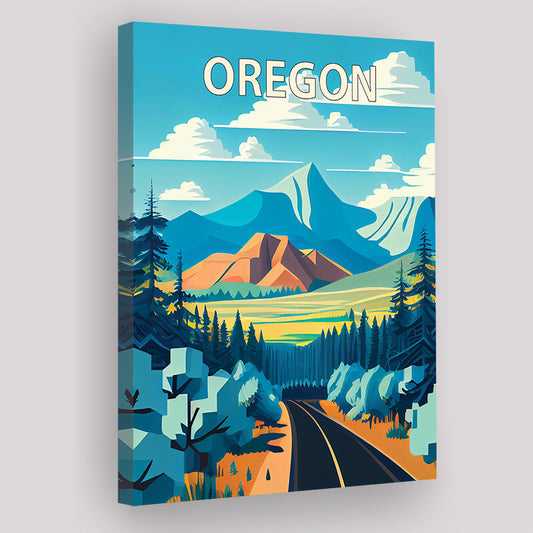 Oregon Retro Art Print, Oregon City Wall Art, Canvas Print, Painting Canvas, Living Room Decor