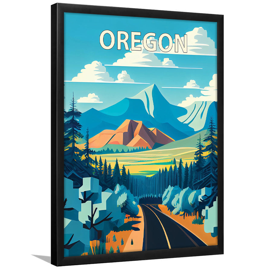 Oregon Retro Art Print, Oregon City Wall Art, Framed Art Print, Picture Framed, Painting Art