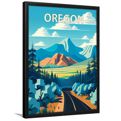 Oregon Retro Art Print, Oregon City Wall Art, Framed Art Print, Picture Framed, Painting Art