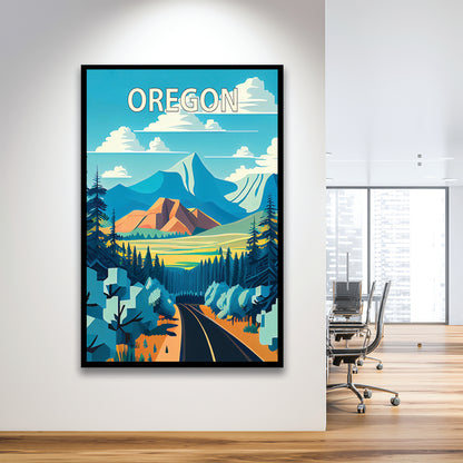Oregon Retro Art Print, Oregon City Wall Art, Framed Art Print, Picture Framed, Painting Art