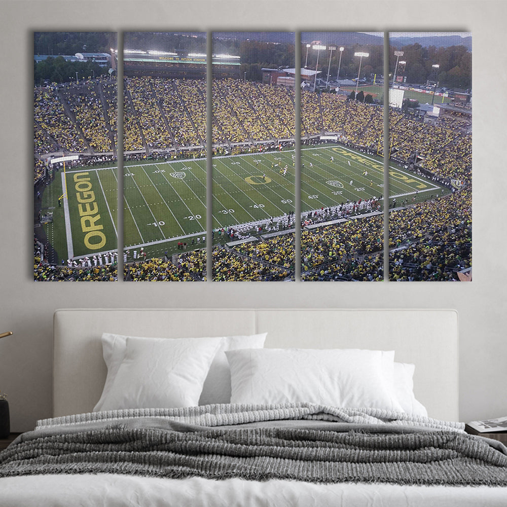 Oregon football Stadium, Stadium Canvas, Sport Art, 5 Panel B, Extra Large Canvas, Canvas Print Wall Art