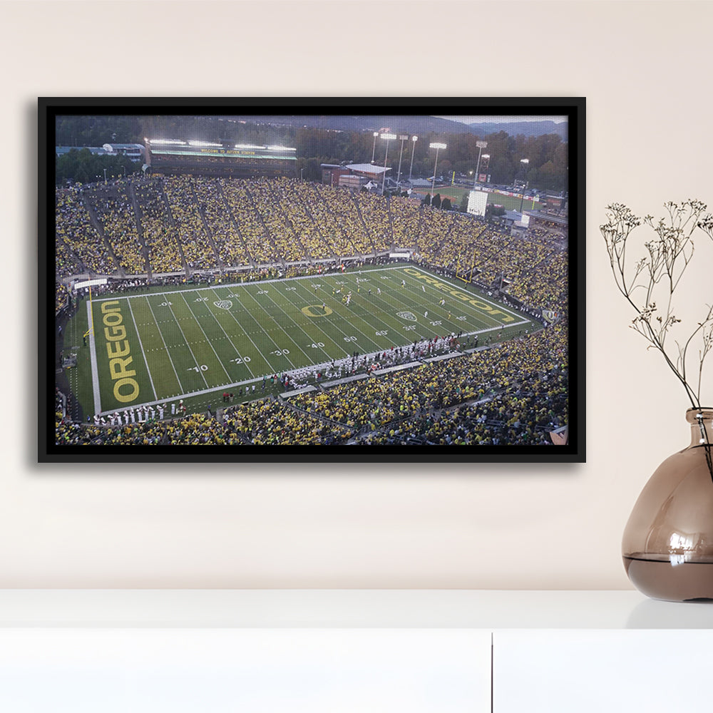 Oregon football Stadium, Stadium Canvas, Sport Art, Framed Canvas Print Wall Art, Floating Frame