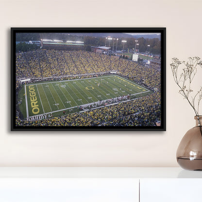Oregon football Stadium, Stadium Canvas, Sport Art, Framed Canvas Print Wall Art, Floating Frame