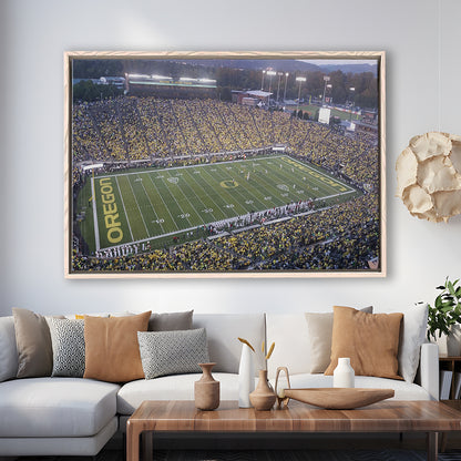 Oregon football Stadium, Stadium Canvas, Sport Art, Framed Canvas Print Wall Art, Floating Frame