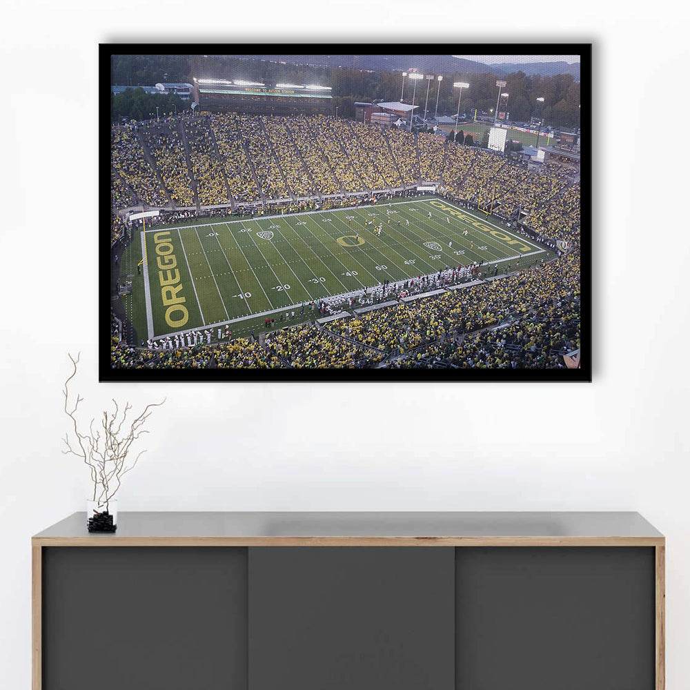 Oregon football Stadium, Stadium Canvas, Sport Art, Gift for him, Framed Art Print Wall Decor, Picture Framed