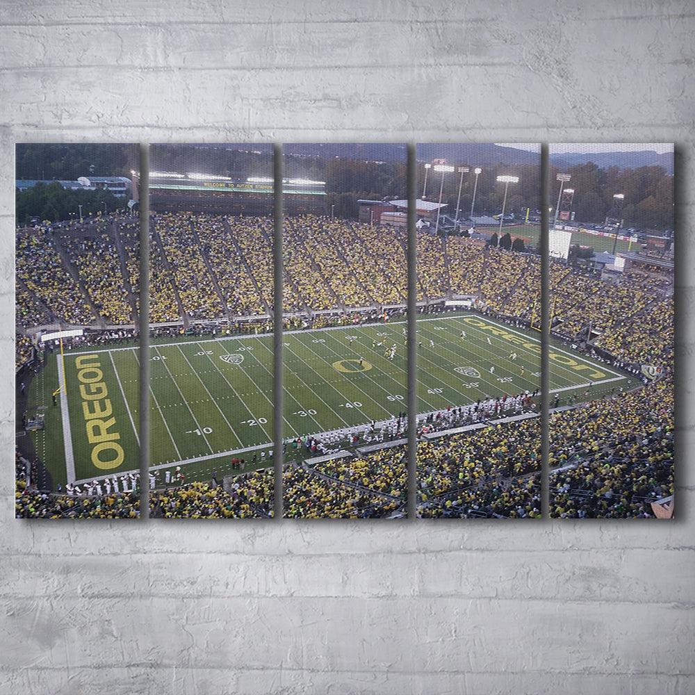 Oregon football Stadium, Stadium Canvas, Sport Art, 5 Panel B, Extra Large Canvas, Canvas Print Wall Art