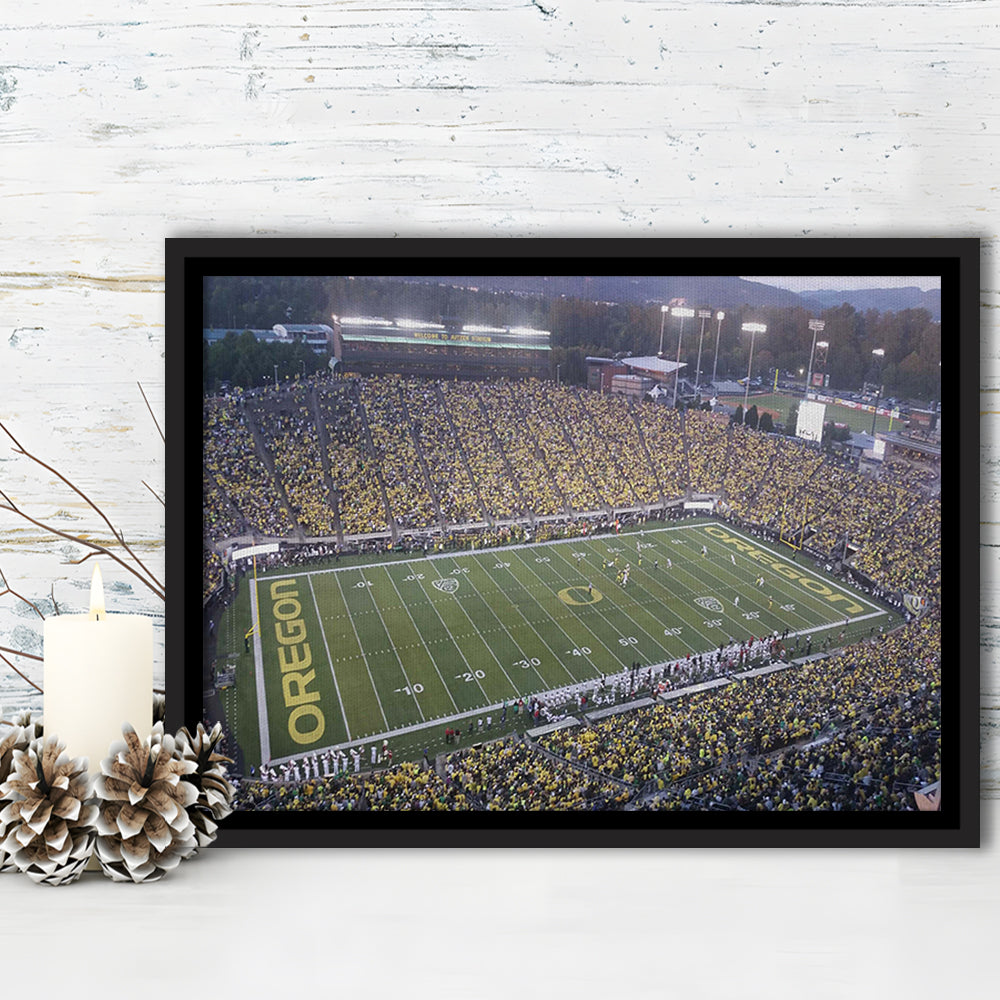 Oregon football Stadium, Stadium Canvas, Sport Art, Framed Canvas Print Wall Art, Floating Frame