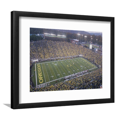 Oregon football Stadium, Stadium Canvas, Sport Art, Gift for him, White Border Framed Art Print Wall Decor