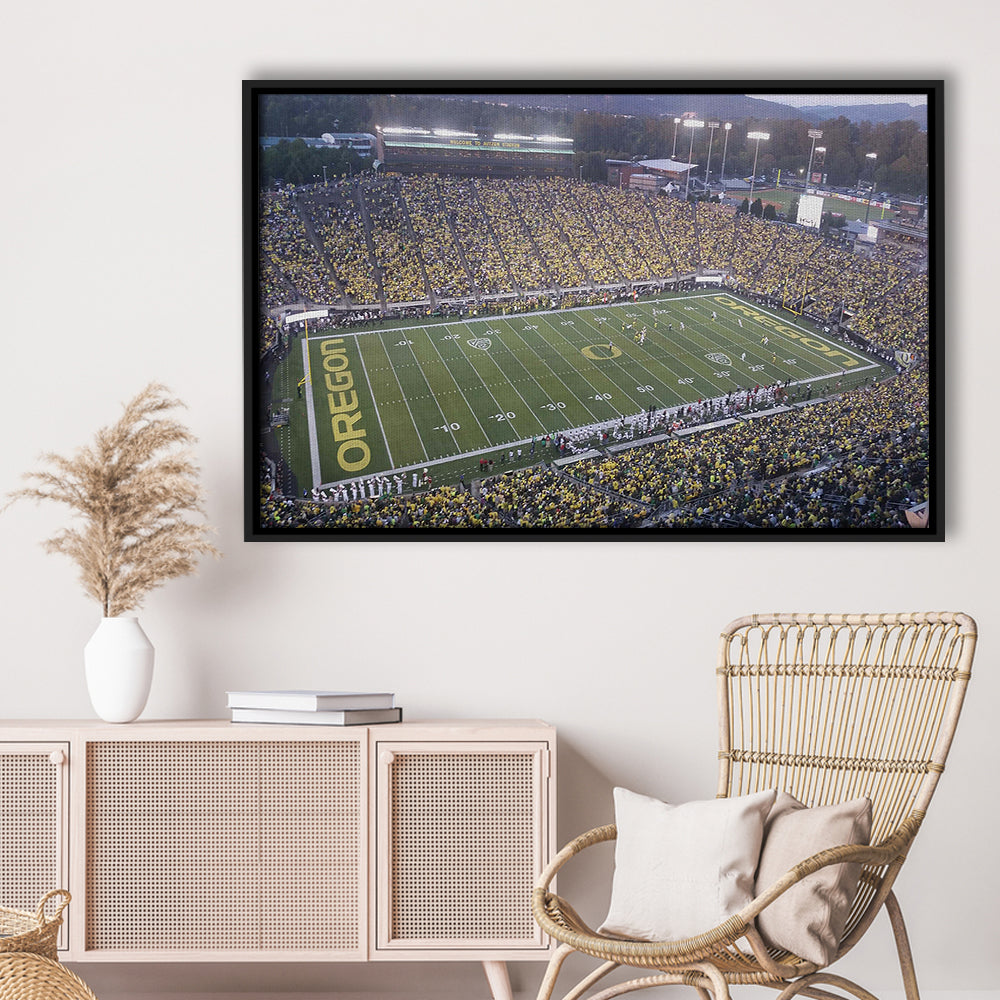 Oregon football Stadium, Stadium Canvas, Sport Art, Framed Canvas Print Wall Art, Floating Frame