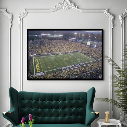 Oregon football Stadium, Stadium Canvas, Sport Art, Gift for him, Framed Art Print Wall Decor, Picture Framed
