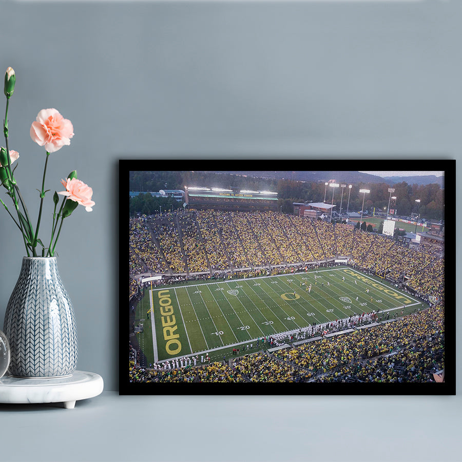 Oregon football Stadium, Stadium Canvas, Sport Art, Gift for him, Framed Art Print Wall Decor, Picture Framed