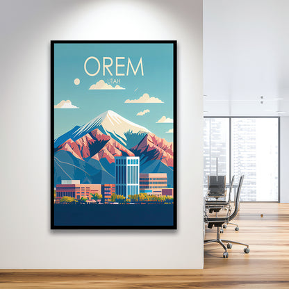 Orem Utah Retro Art Print, Orem City Wall Art, Framed Art Print, Picture Framed, Painting Art
