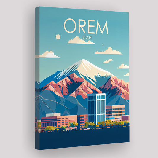 Orem Utah Retro Art Print, Orem City Wall Art, Canvas Print, Painting Canvas, Living Room Decor