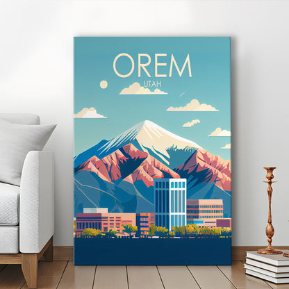 Orem Utah Retro Art Print, Orem City Wall Art, Canvas Print, Painting Canvas, Living Room Decor