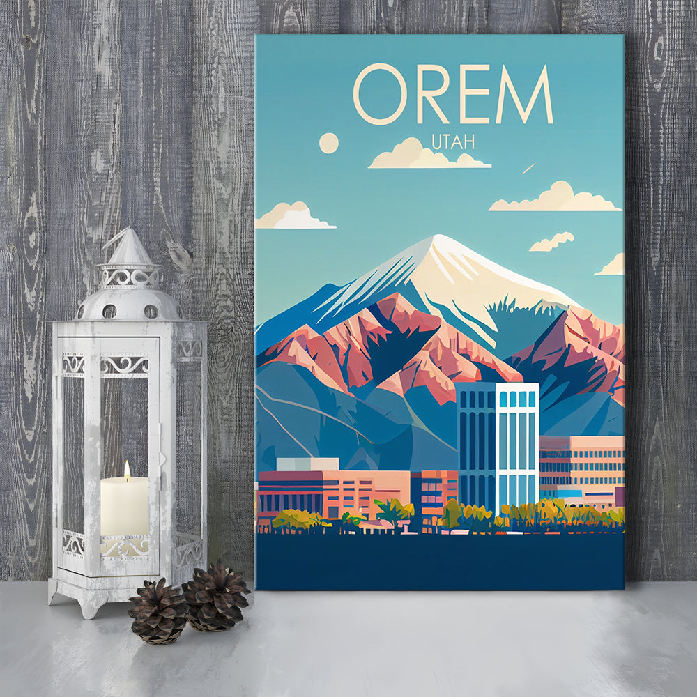 Orem Utah Retro Art Print, Orem City Wall Art, Canvas Print, Painting Canvas, Living Room Decor