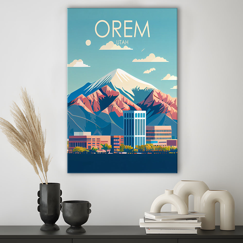 Orem Utah Retro Art Print, Orem City Wall Art, Canvas Print, Painting Canvas, Living Room Decor