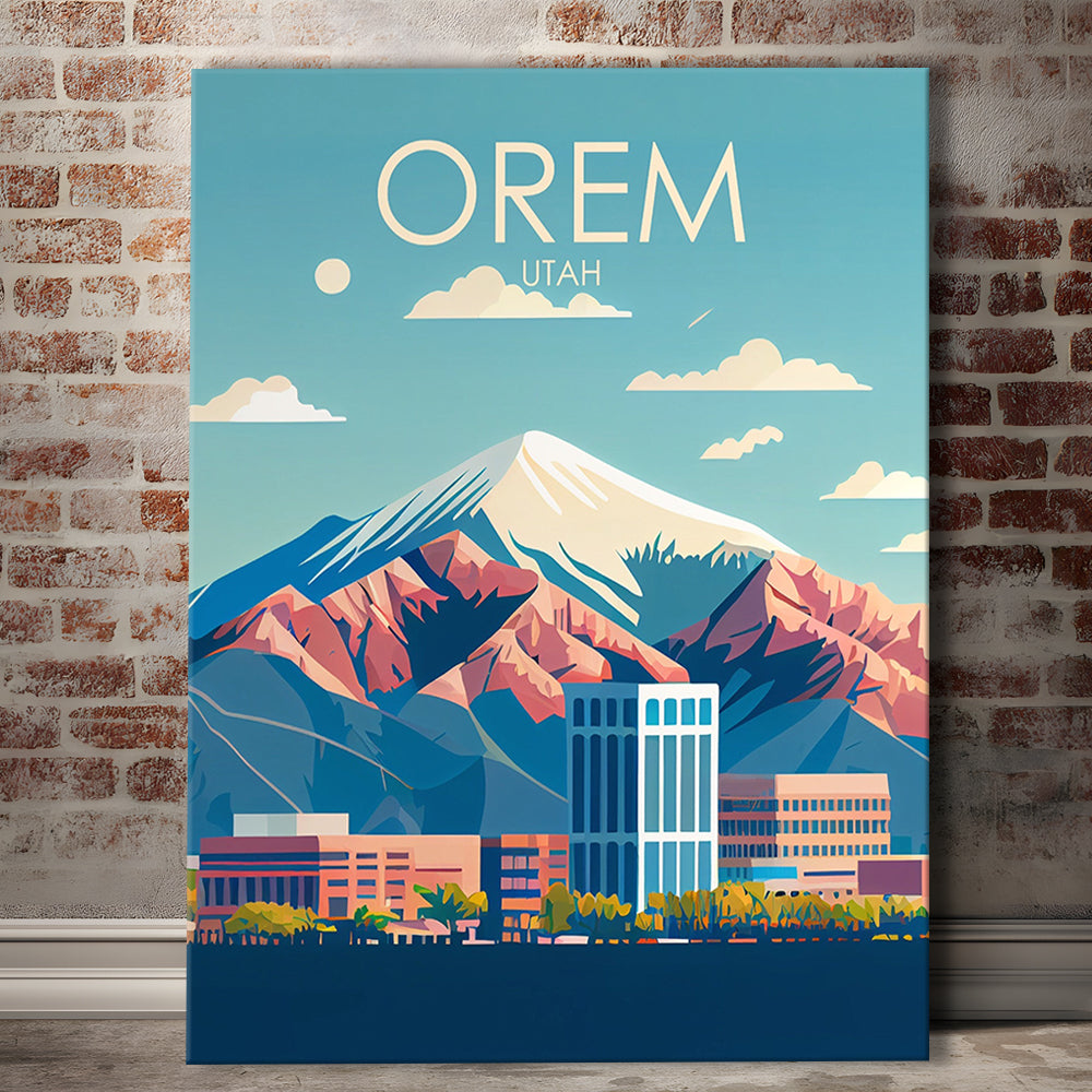 Orem Utah Retro Art Print, Orem City Wall Art, Canvas Print, Painting Canvas, Living Room Decor