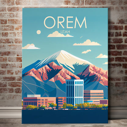 Orem Utah Retro Art Print, Orem City Wall Art, Canvas Print, Painting Canvas, Living Room Decor