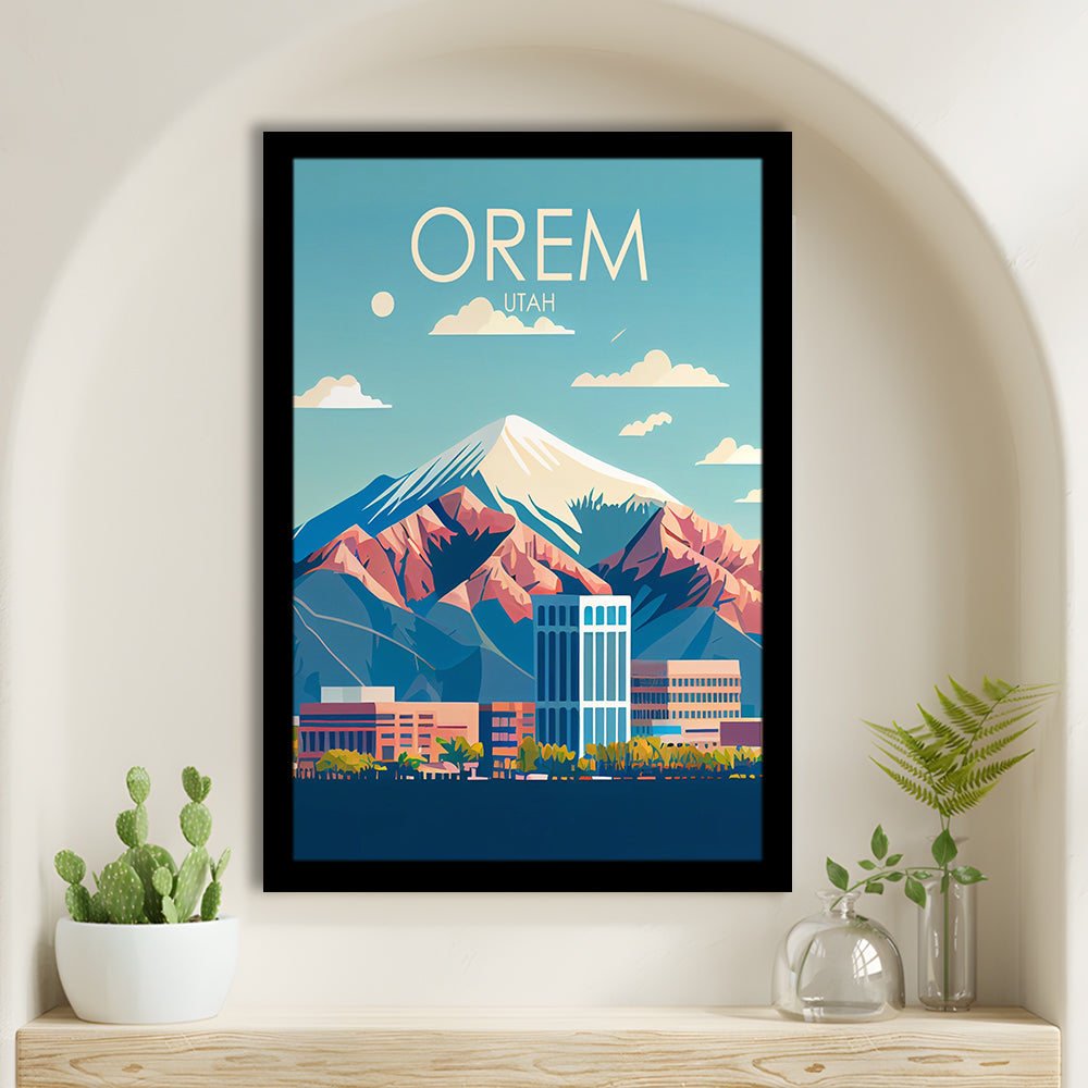 Orem Utah Retro Art Print, Orem City Wall Art, Framed Art Print, Picture Framed, Painting Art