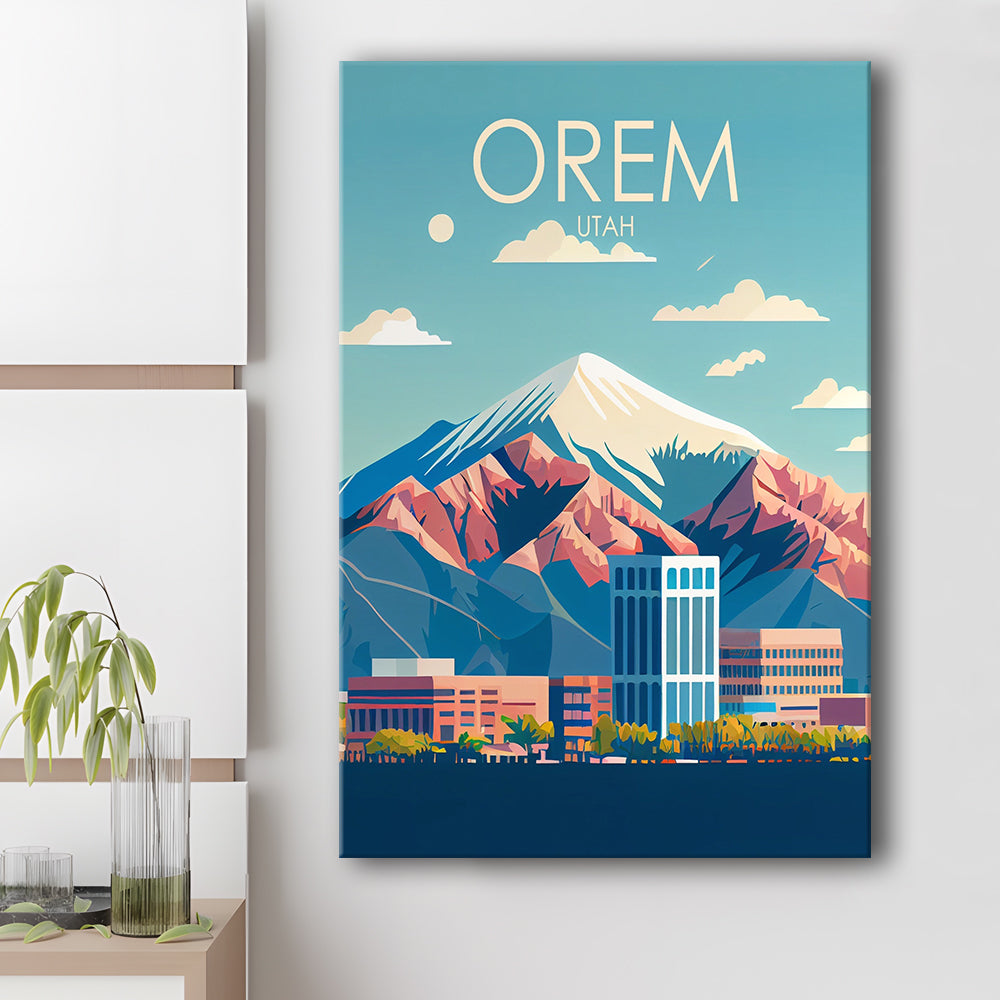 Orem Utah Retro Art Print, Orem City Wall Art, Canvas Print, Painting Canvas, Living Room Decor