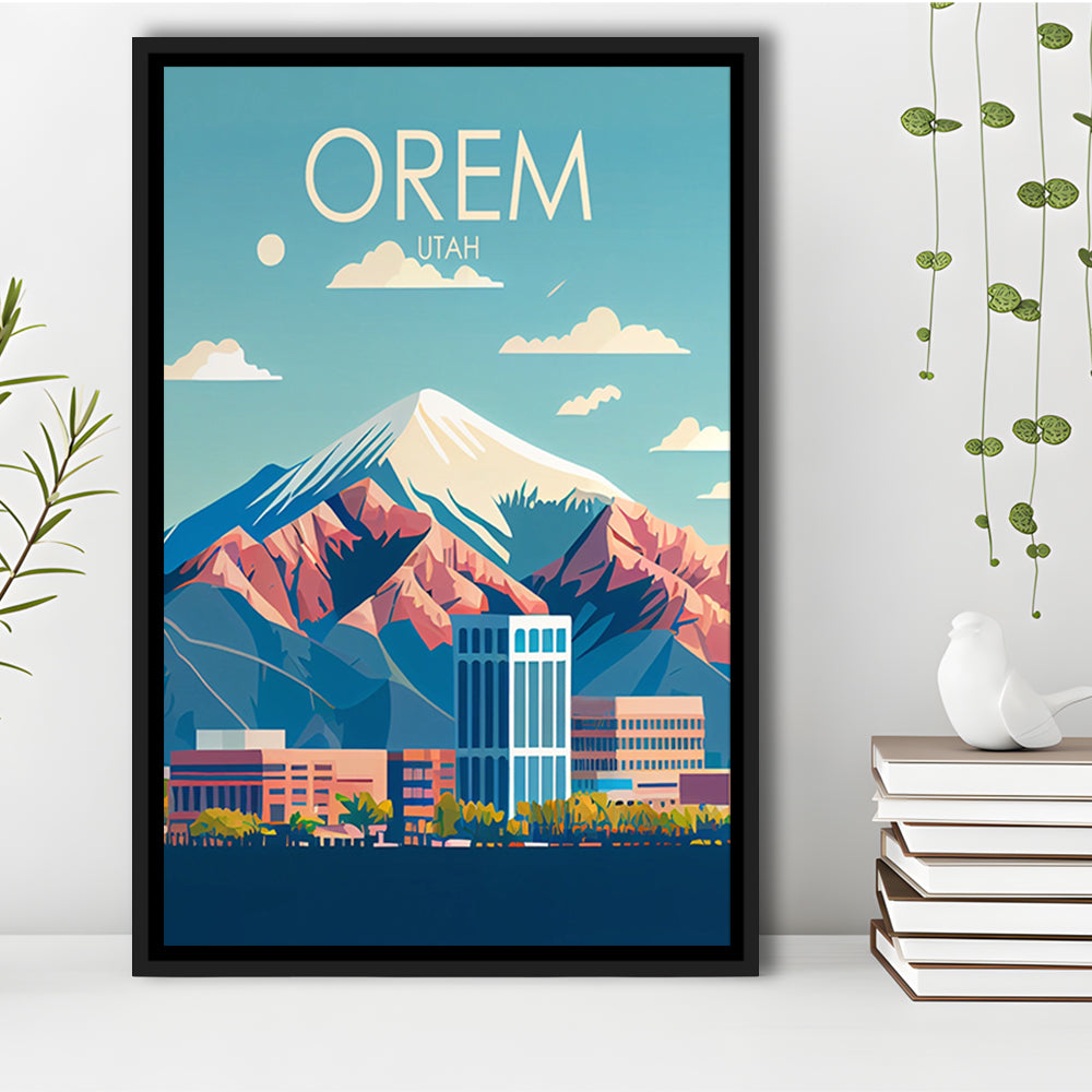 Orem Utah Retro Art Print, Orem City Wall Art, Floating Framed Canvas Print, Framed Picture, Painting Canvas
